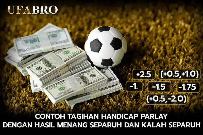 Contoh Tagihan handicap parlay dengan Hasil Menang Separuh dan Kalah Separuh